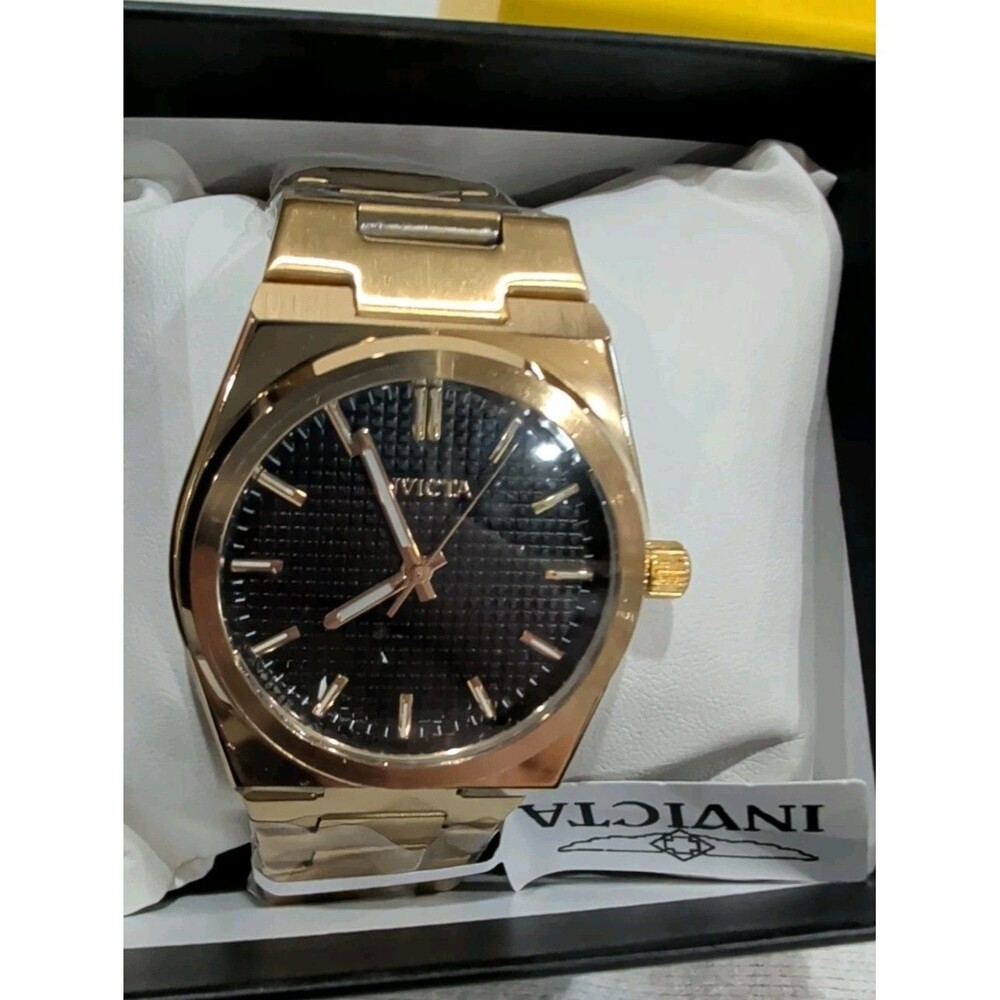 Invicta Celestial 69408 Men’s 40mm Gold Tone Black Dial Quartz Watch NWT
